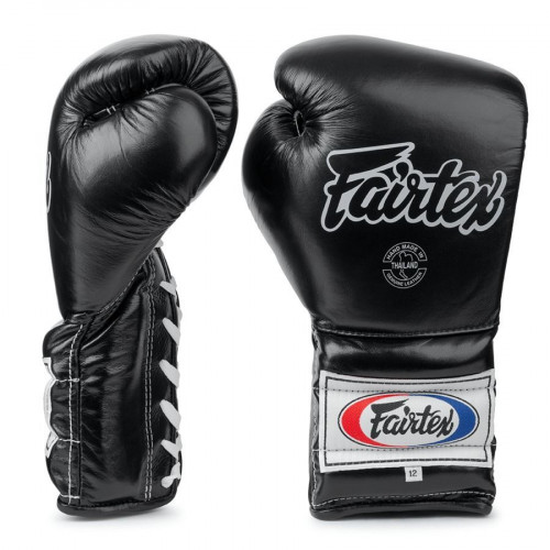 Боксерские перчатки на шнурке Fairtex BGL7 black 12 oz