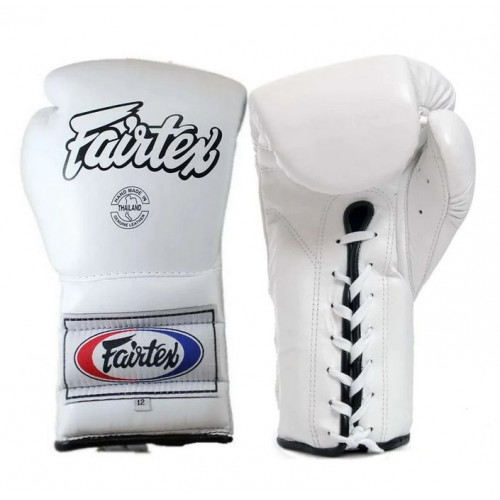 Боксерские перчатки на шнурке Fairtex BGL7 white 14 oz